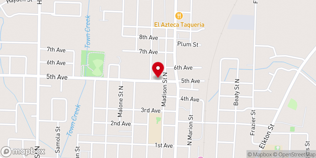 Map showing location of Madison Street Baptist Church