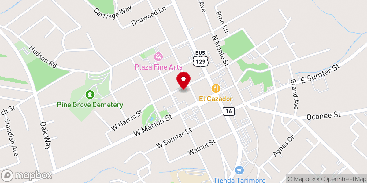 Map showing location of First Baptist Church