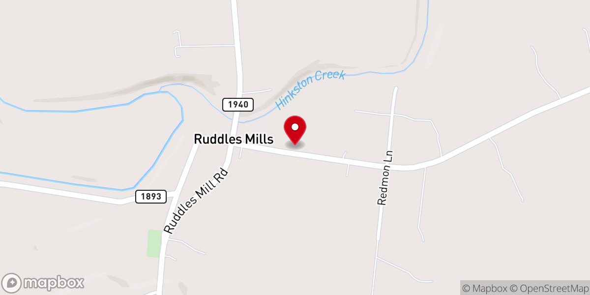 Map showing location of Ruddles Mill Christian Church