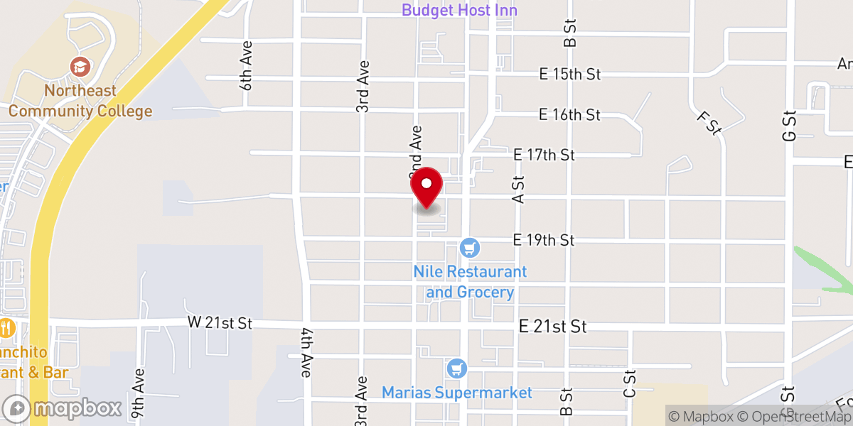 Map showing location of Hope Lutheran Church