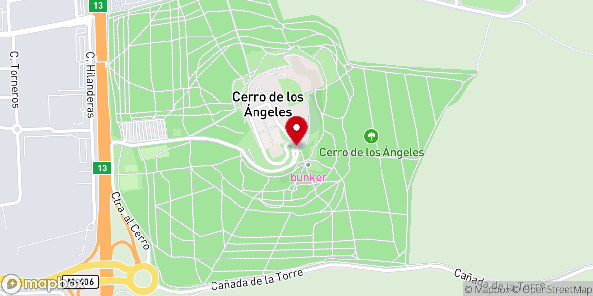 Map showing location of Santuario del Cerro de los Ángeles