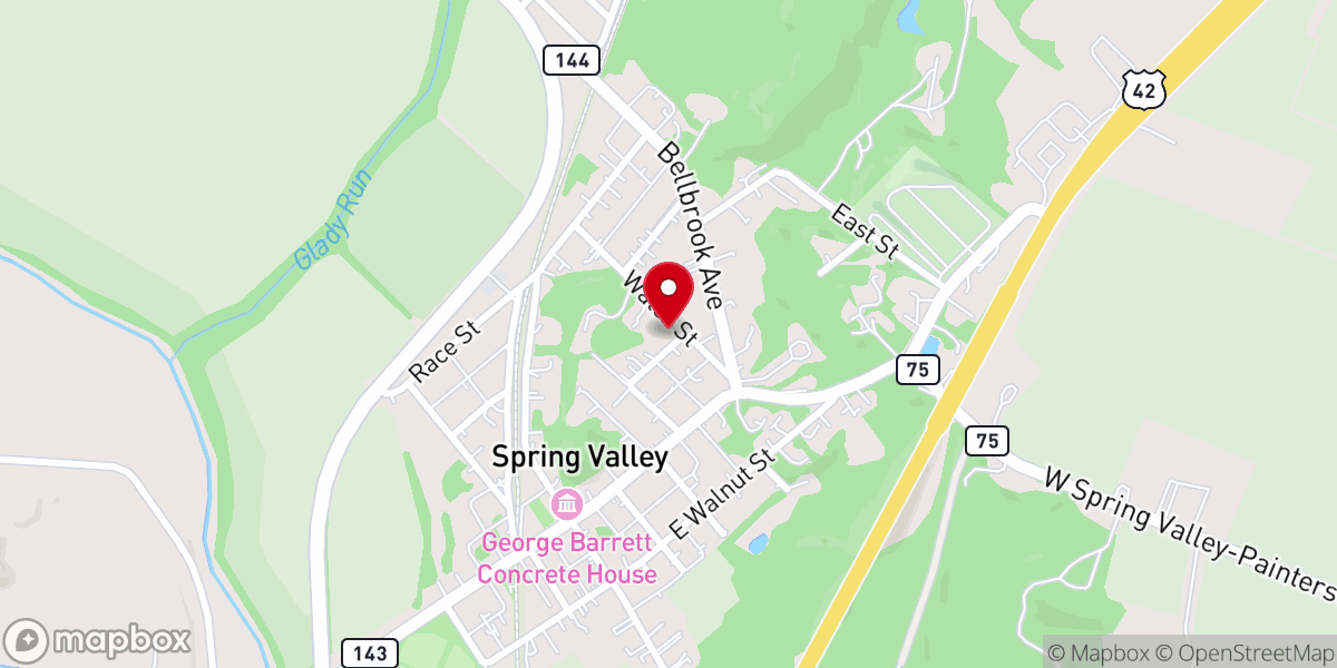 Map showing location of Spring Valley Baptist Church