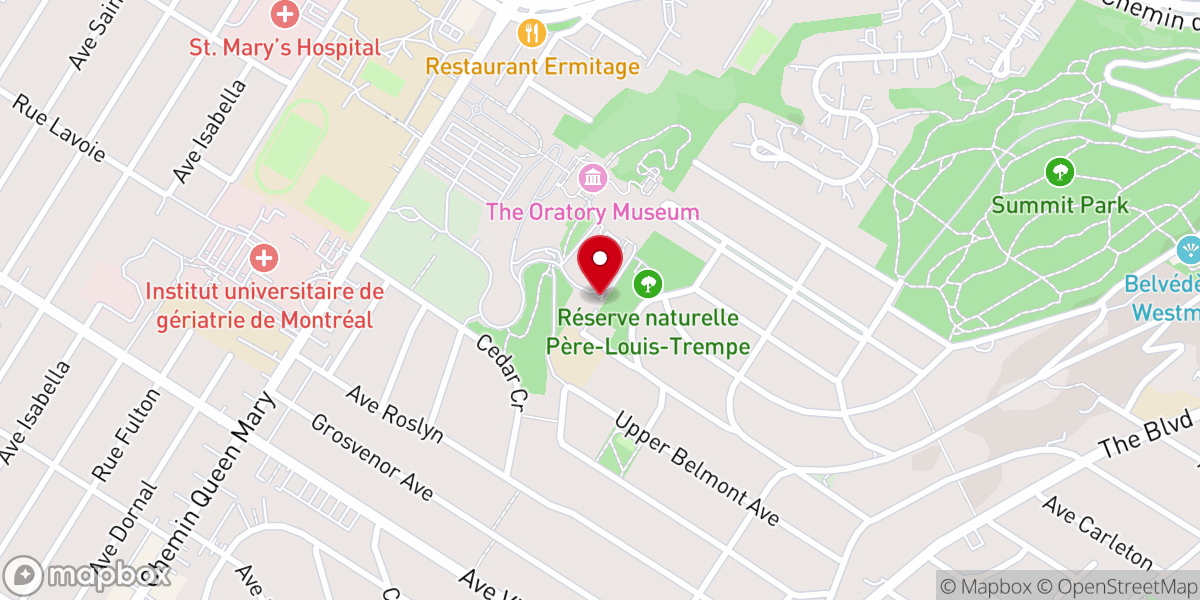 Map showing location of Chapel of Brother André