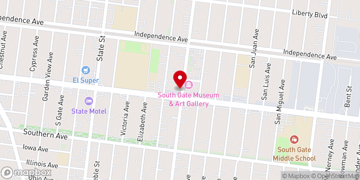 Map showing location of First Baptist Church of South Gate