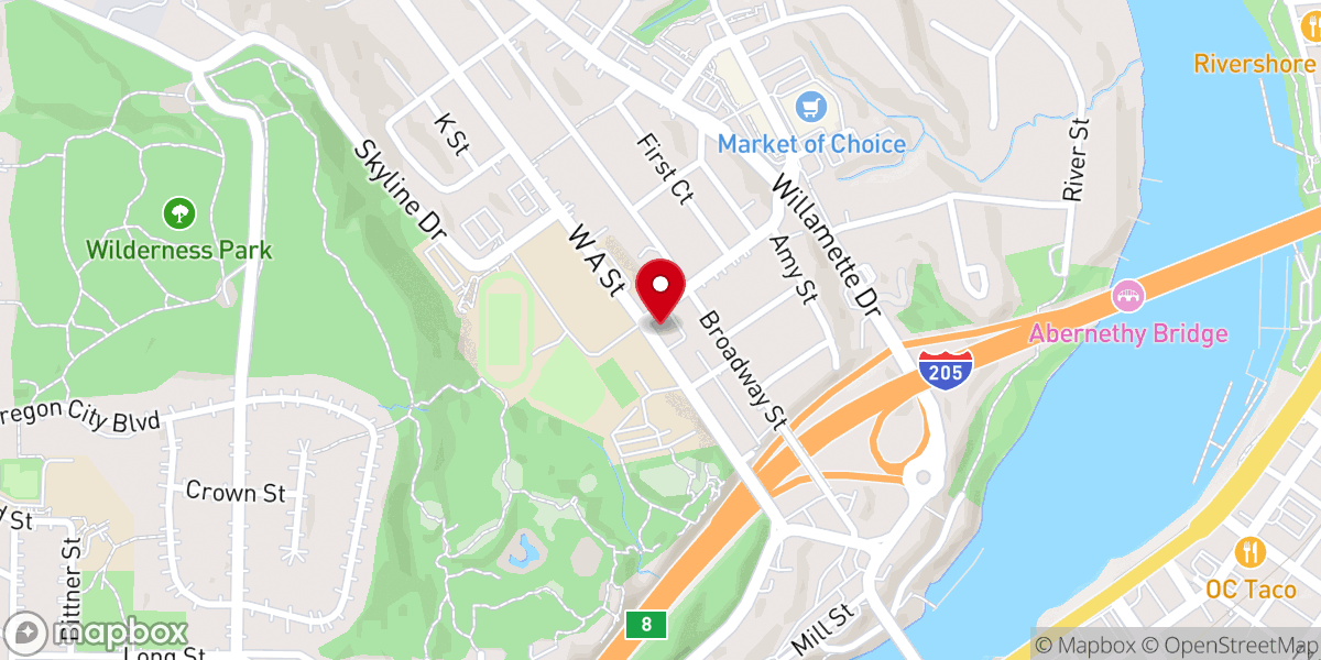 Map showing location of New Life Church West Linn