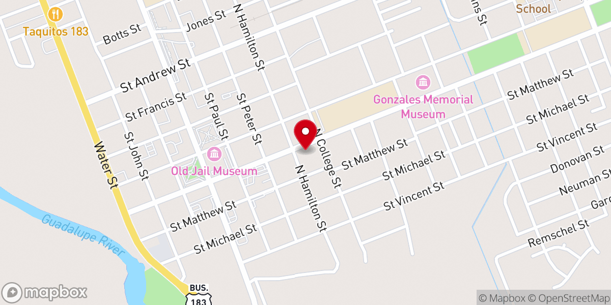 Map showing location of Gonzales Christian Assistance Ministry - Food Distribution Center