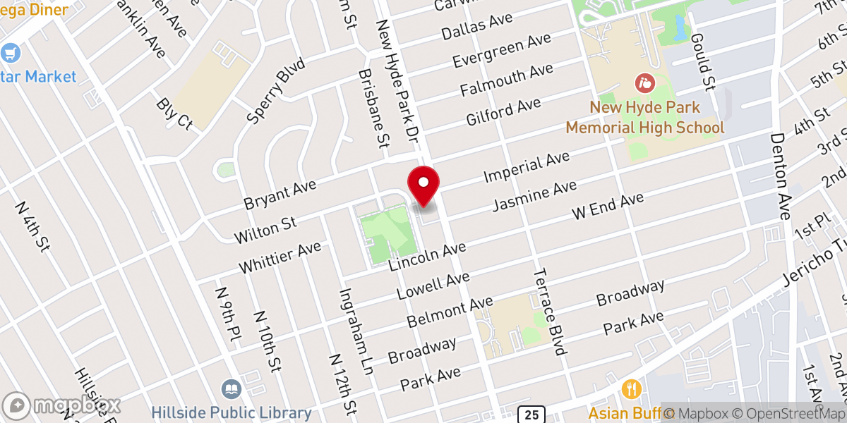 Map showing location of New Hyde Park Baptist Church