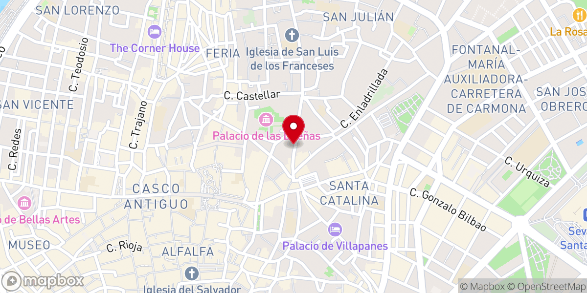Map showing location of Iglesia Santa María de la Paz. Hermandad de la Sagrada Mortaja