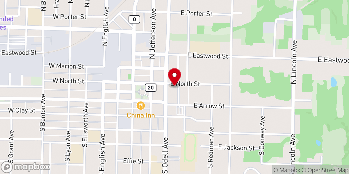 Map showing location of First Presbyterian Church