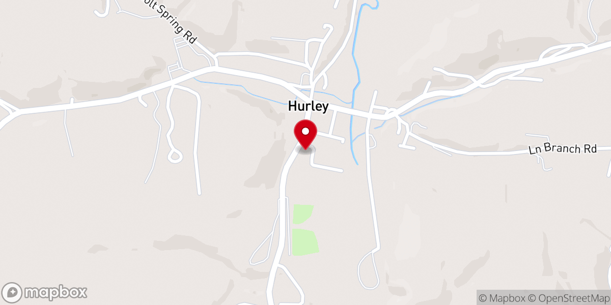 Map showing location of Hurley City Hall