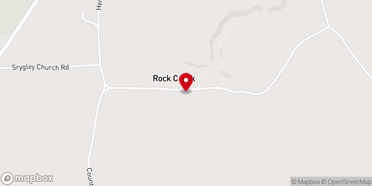 Map showing location of Rock Creek Church of Christ