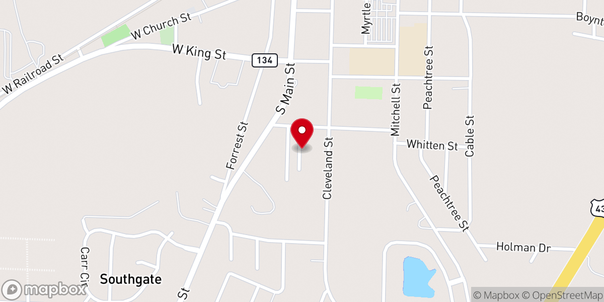 Map showing location of Union Hill Free Will Baptist Church