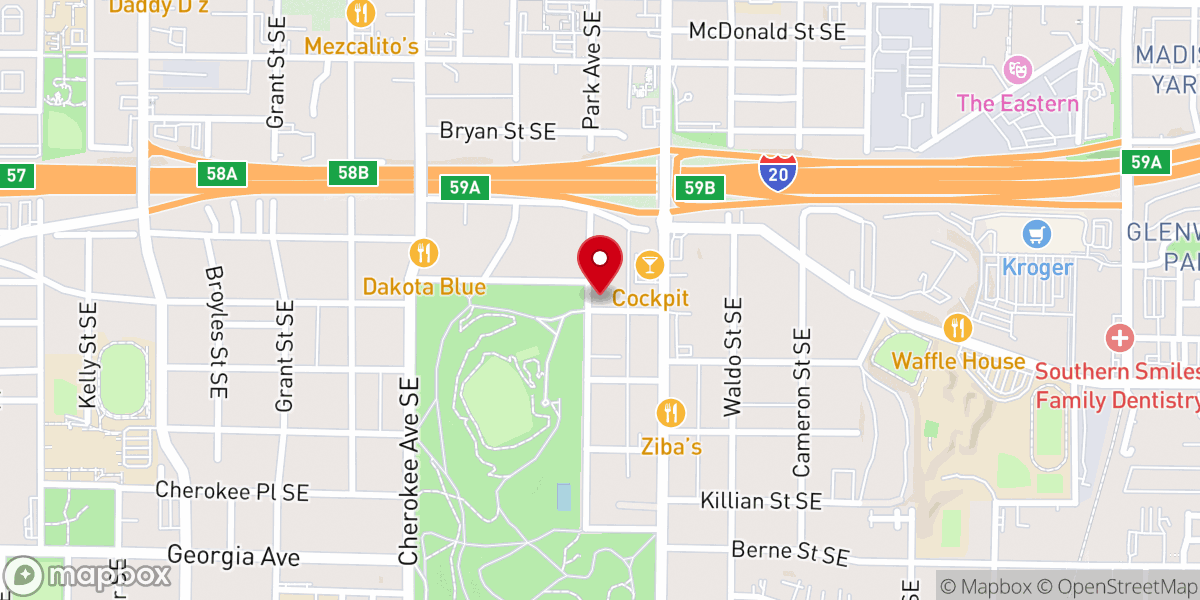 Map showing location of Park Ave Baptist Church