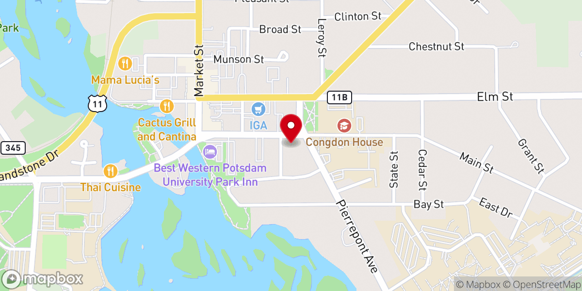 Map showing location of CFC Potsdam (Christian Fellowship Center)