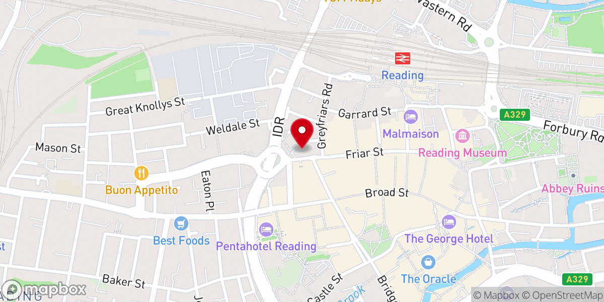 Map showing location of Greyfriars Church