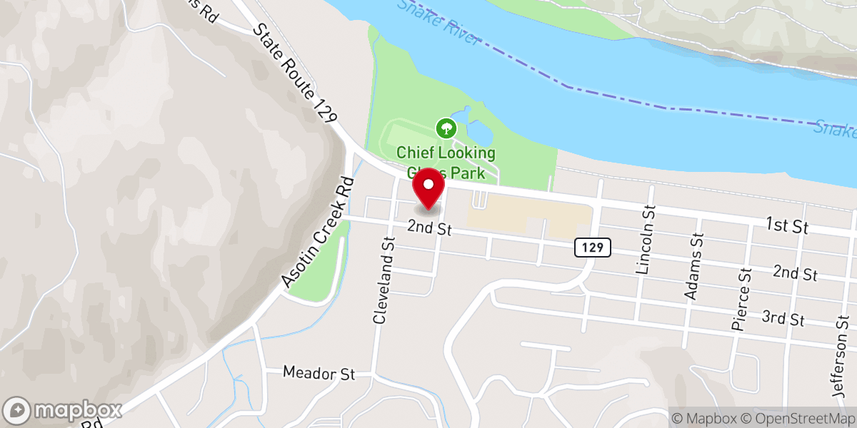 Map showing location of Asotin County Superior Court