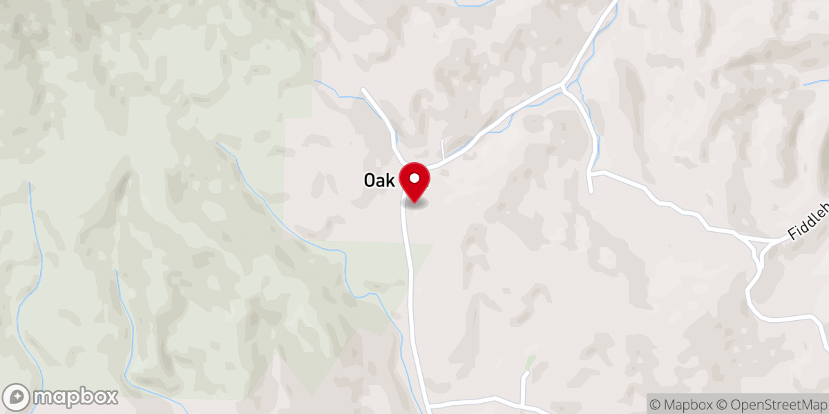 Map showing location of Oak Hill FWB Church