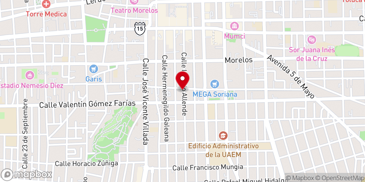 Map showing location of Rectoría de Nuestra Señora de los Dolores
