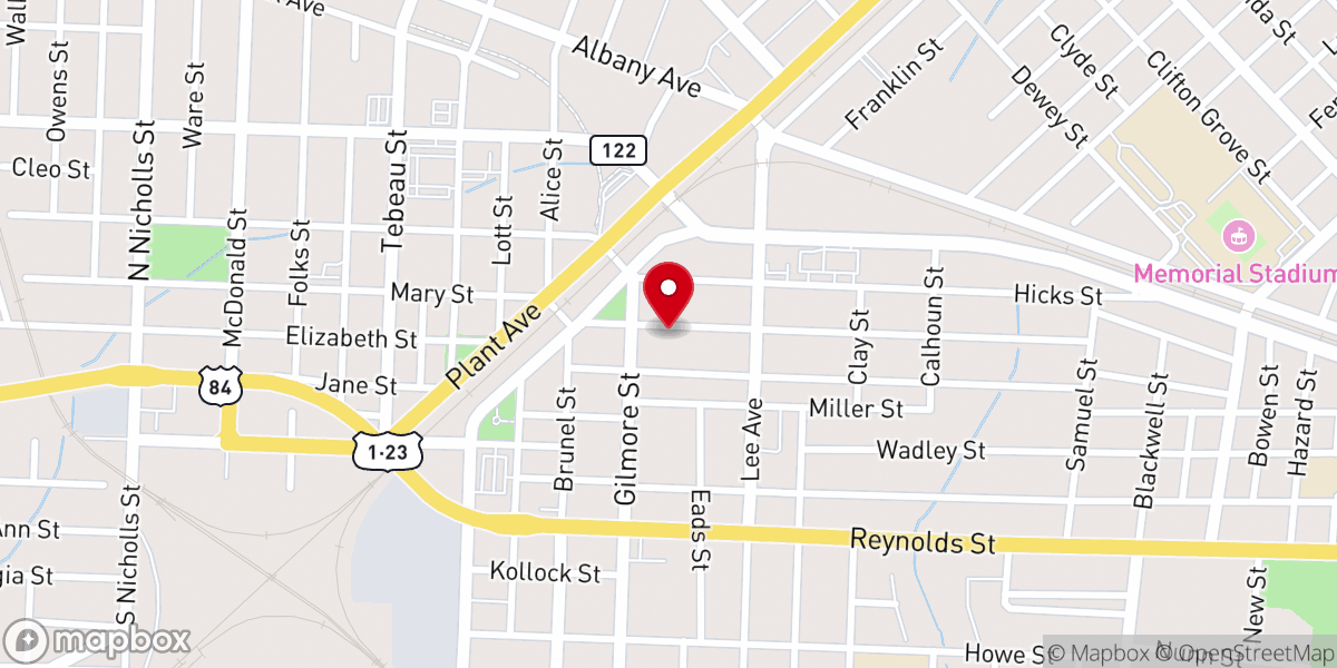 Map showing location of Waycross First Methodist Church
