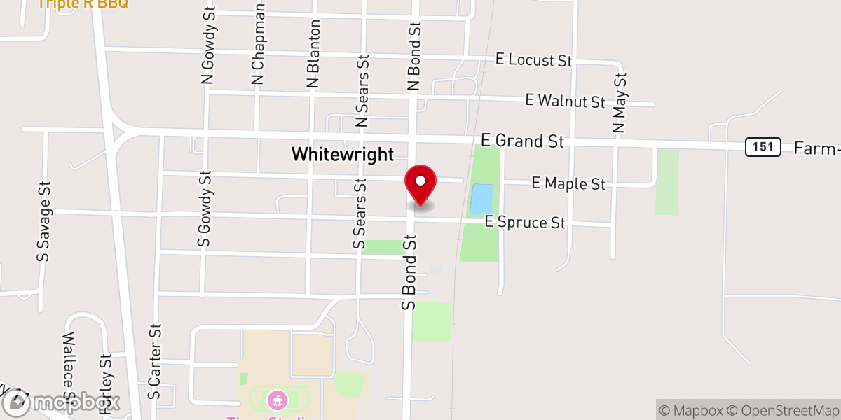 Map showing location of New Hope Assembly of God Church