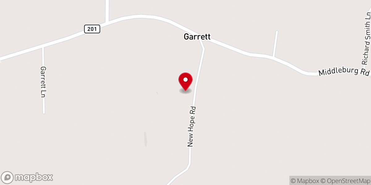 Map showing location of New Hope Baptist Church