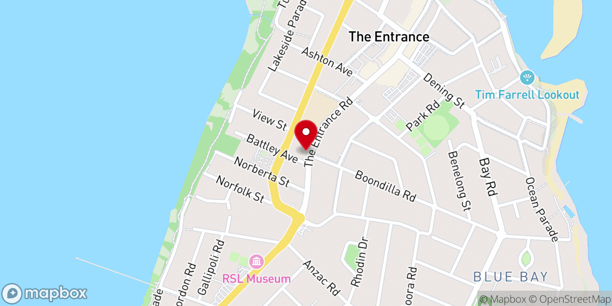 Map showing location of All Saints Anglican Church The Entrance