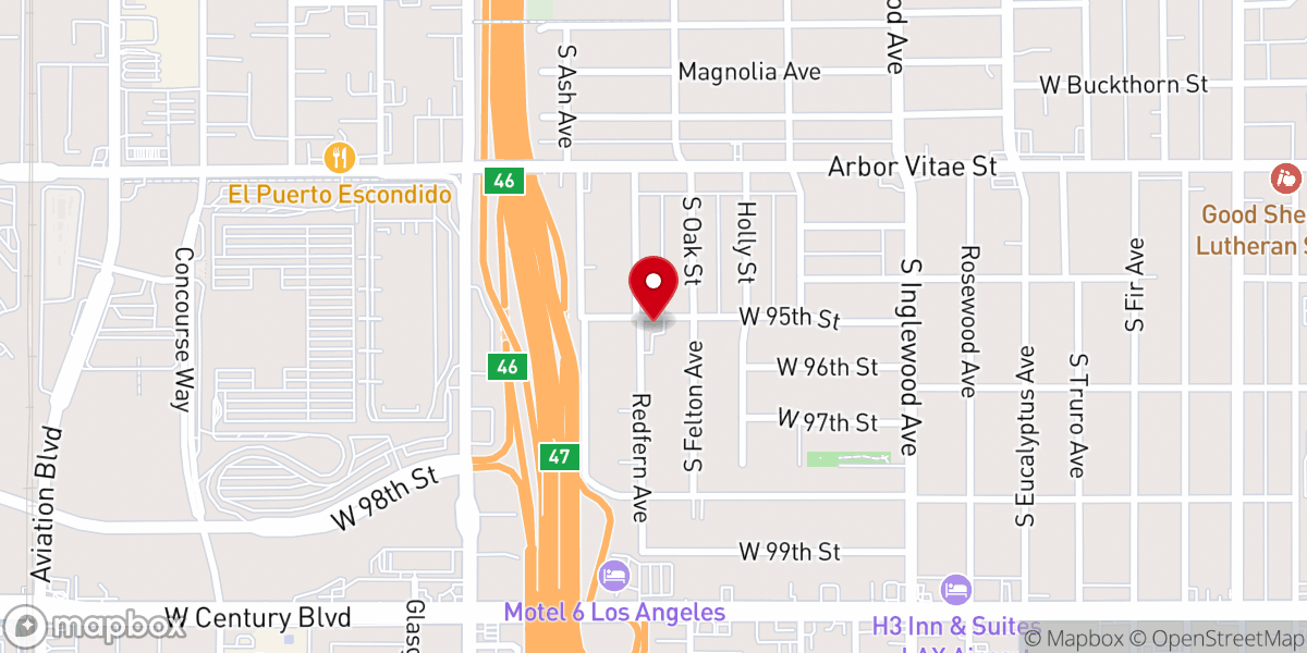Map showing location of Hawthorne Spanish SDA Church