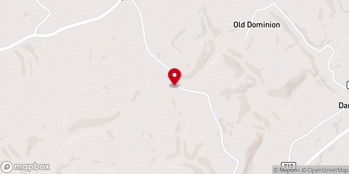 Map showing location of Oak Ridge Baptist Church
