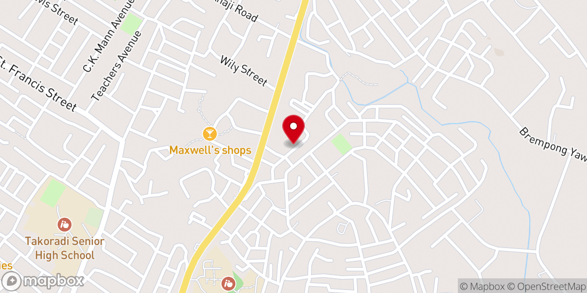 Map showing location of Christ Apostolic Church Int'l Effia Kuma Central