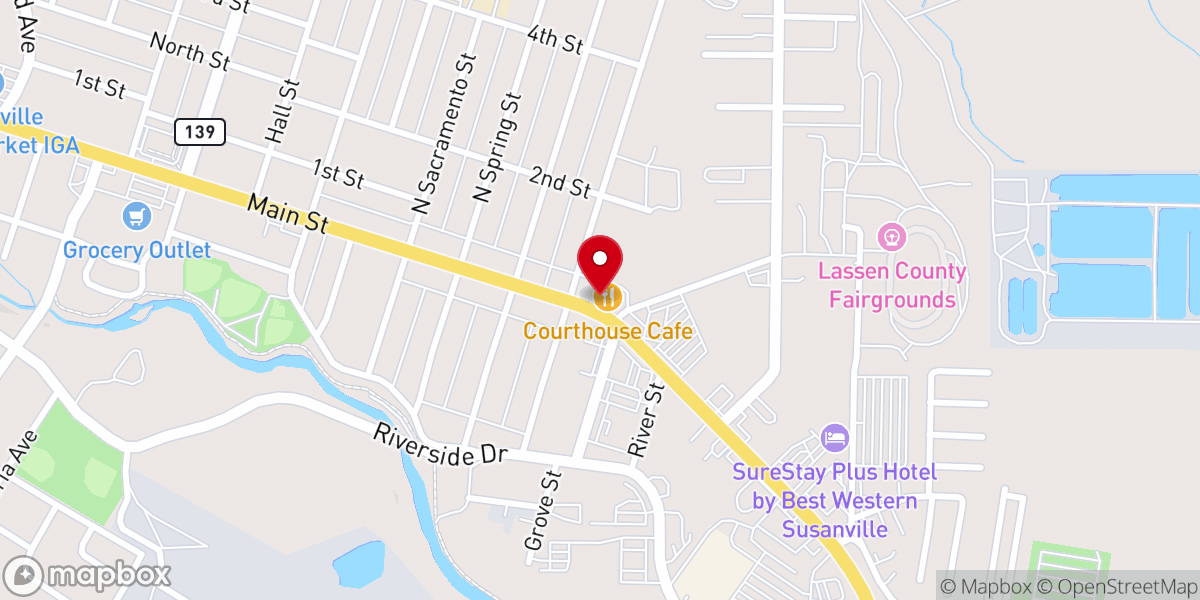 Map showing location of Courthouse Café