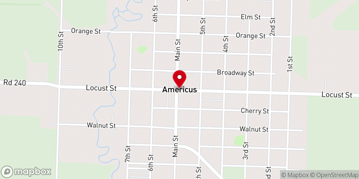 Map showing location of Americus