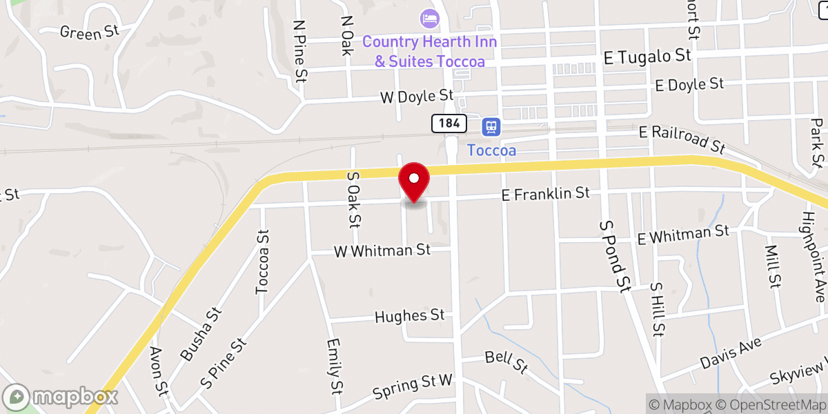 Map showing location of Trinity CME Church-Toccoa