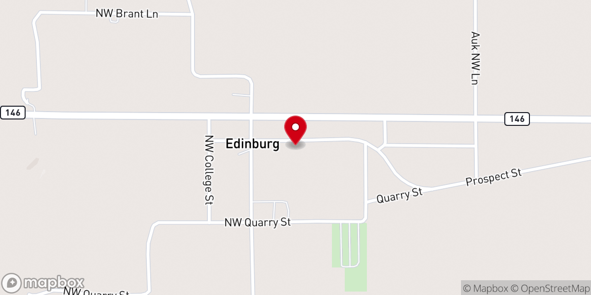 Map showing location of Edinburg Baptist Church