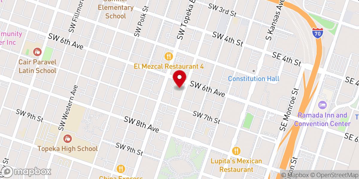 Map showing location of Topeka First United Methodist Church