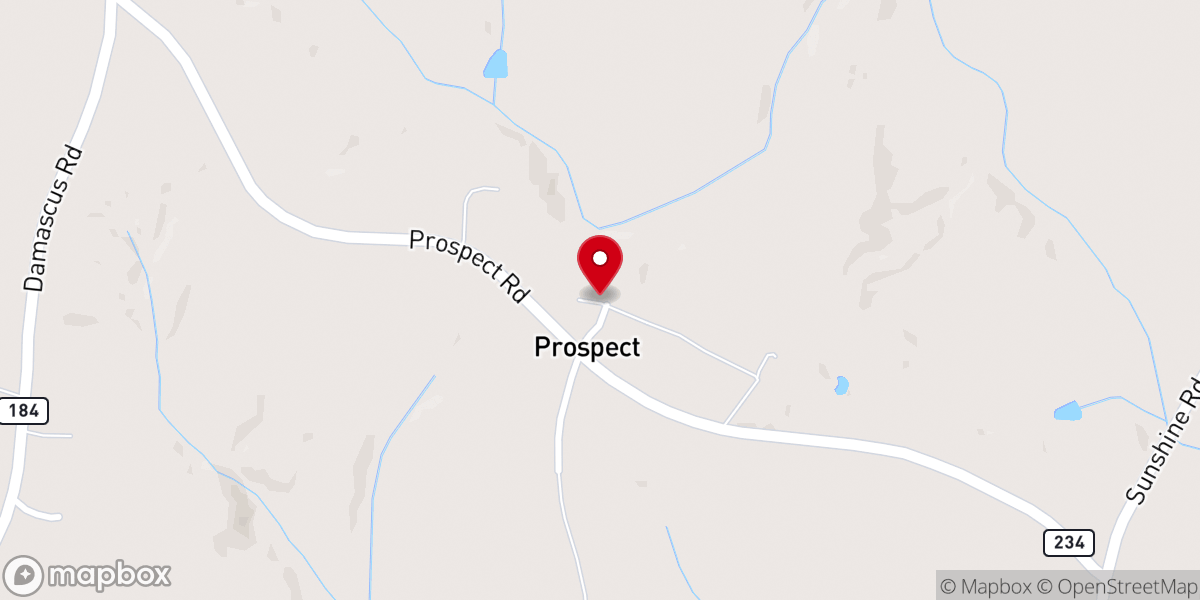 Map showing location of Prospect Church