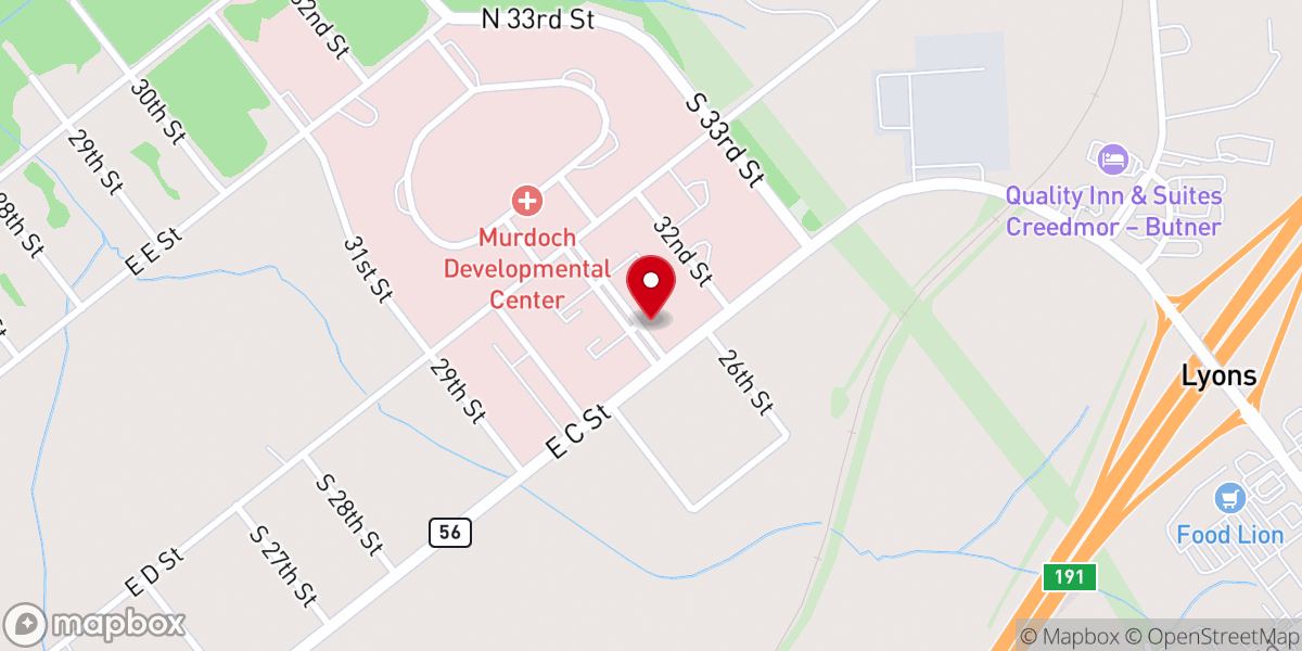 Map showing location of Murdoch Developmental Center Chapel