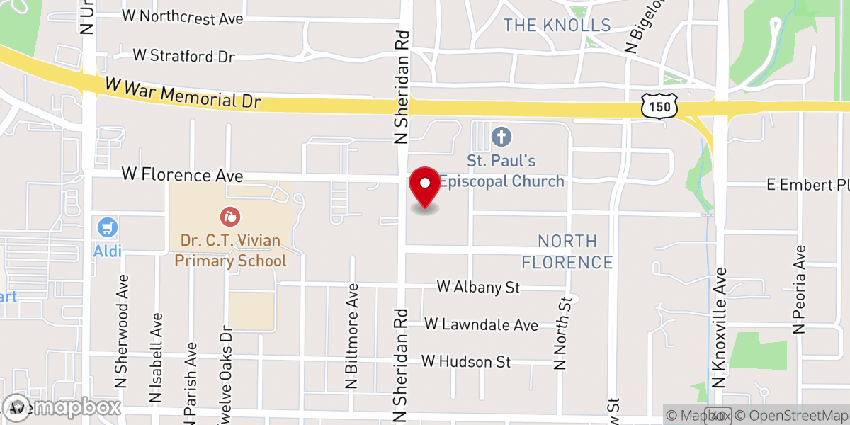 Map showing location of Peoria Apostolic Christian Church