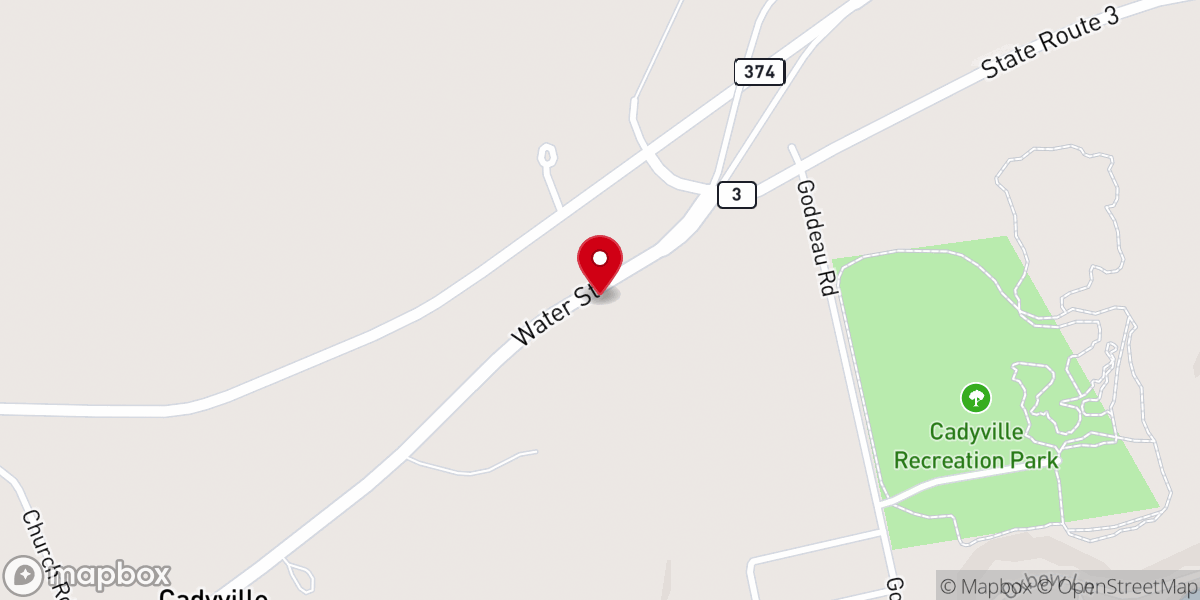 Map showing location of Cadyville Church