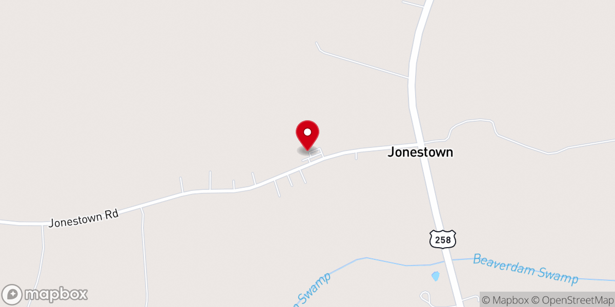 Map showing location of Bethel Baptist Church