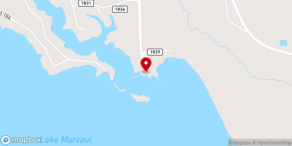 Map showing location of Lake Murvaul Marina & Resort