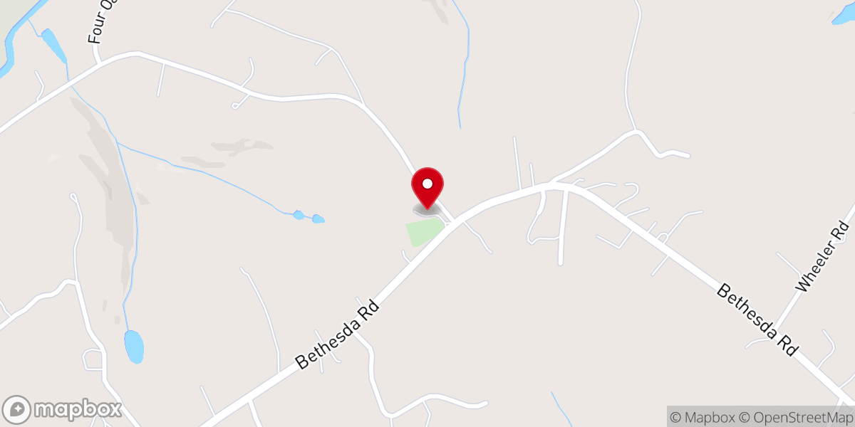 Map showing location of Bethesda Baptist Church