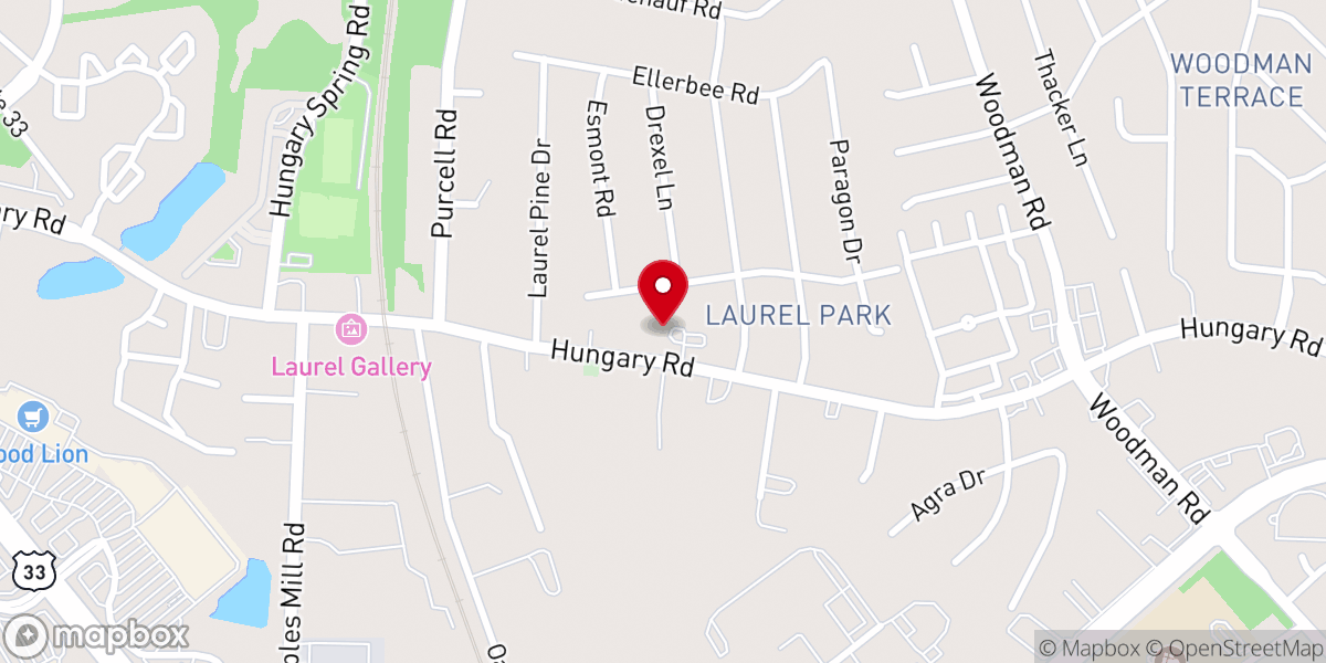 Map showing location of Laurel Park United Methodist Church