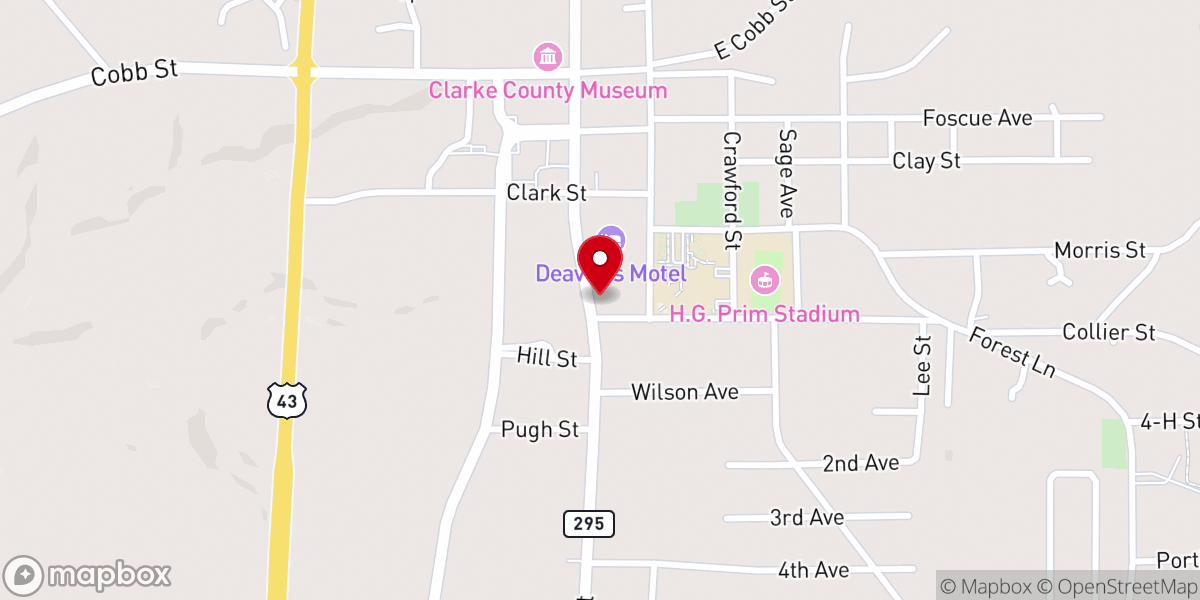 Map showing location of Grove Hill United Methodist Church