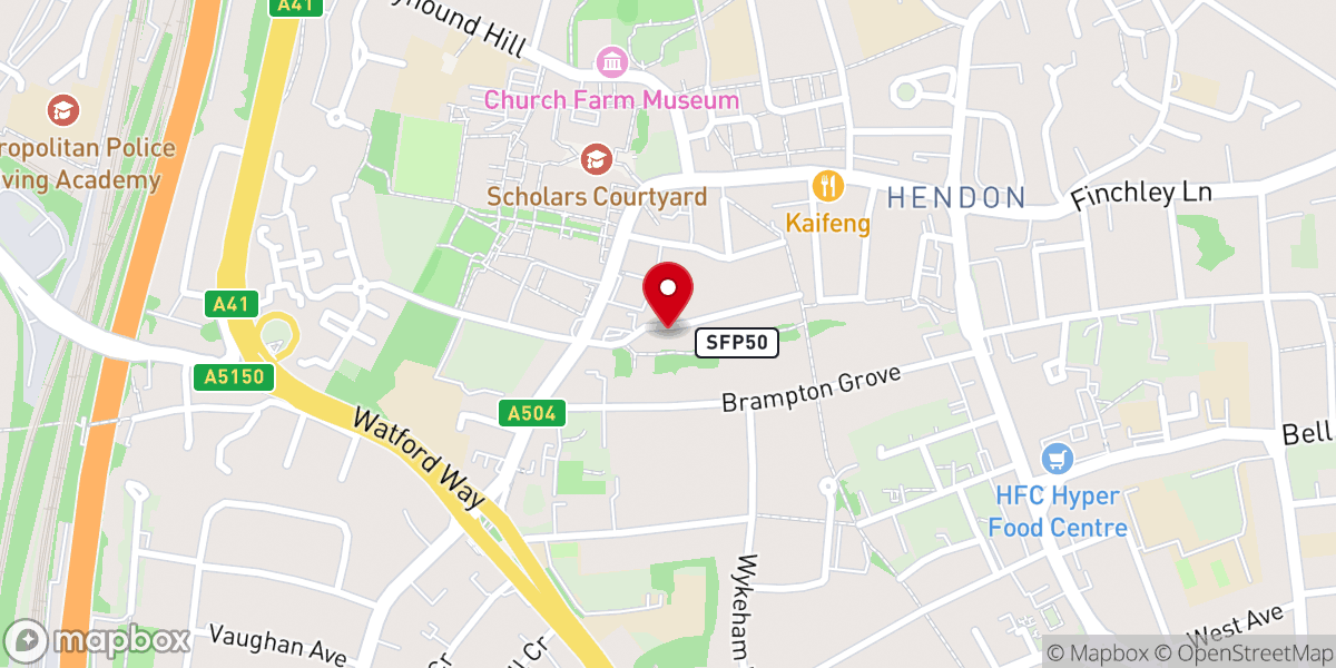 Map showing location of Our Lady of Dolours, Hendon
