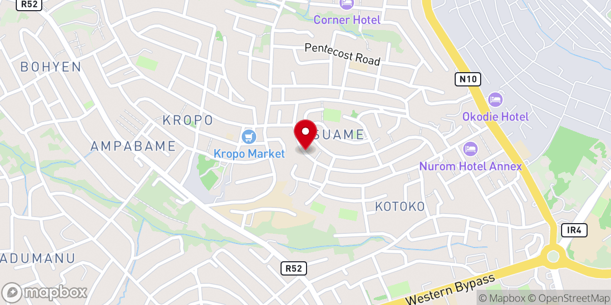 Map showing location of presbyterian Church, Suame