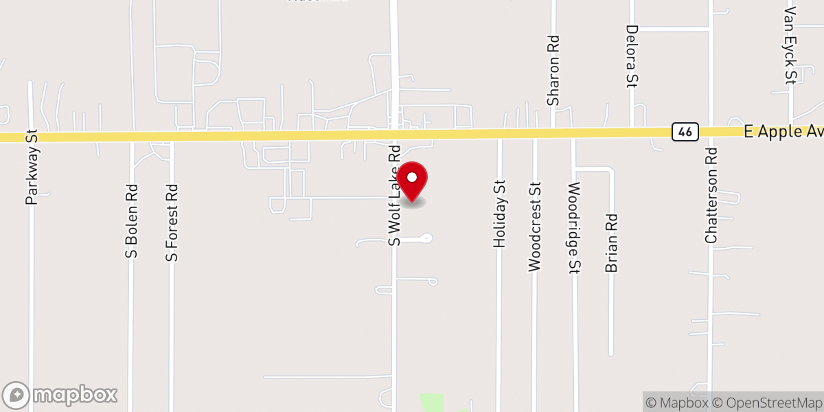 Map showing location of Wolf Lake Community Church