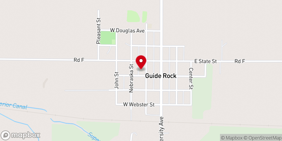 Map showing location of Guide Rock Baptist Church