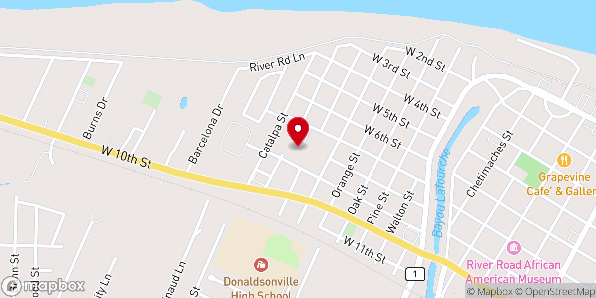 Map showing location of The Church in Donaldsonville