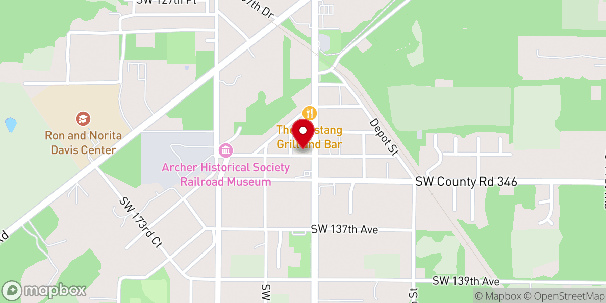 Map showing location of Fellowship Baptist Church of Archer