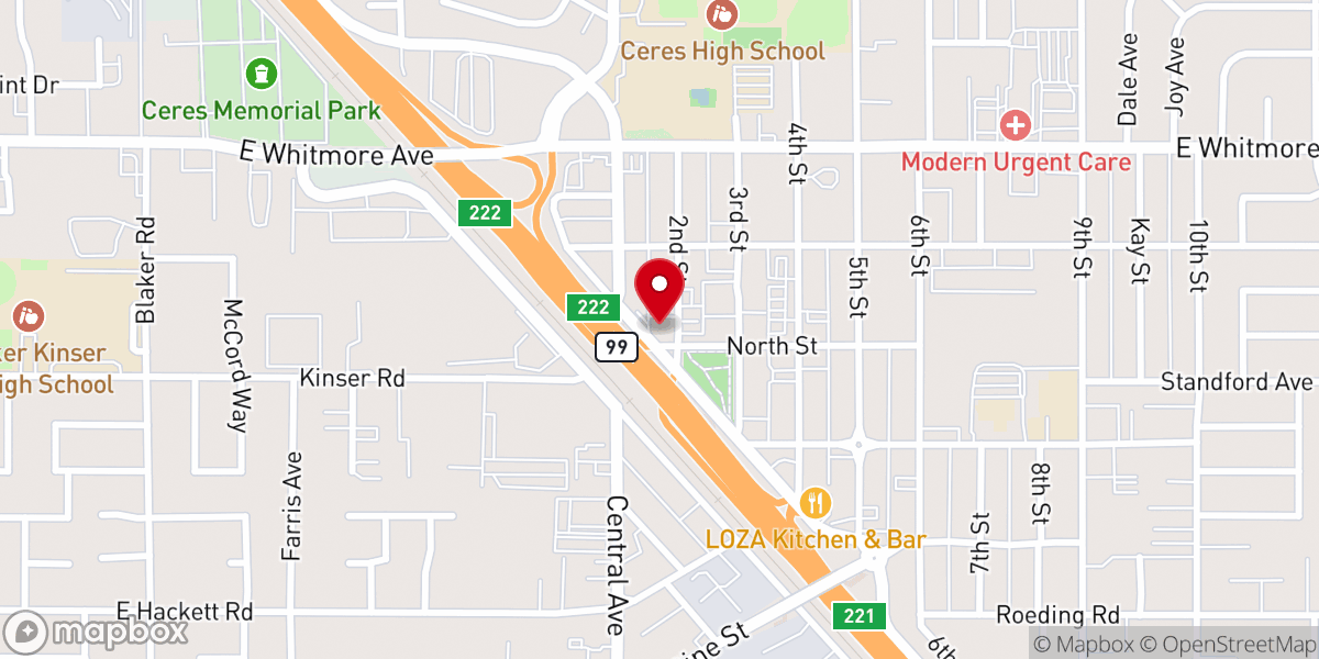 Map showing location of Hope Tree Church